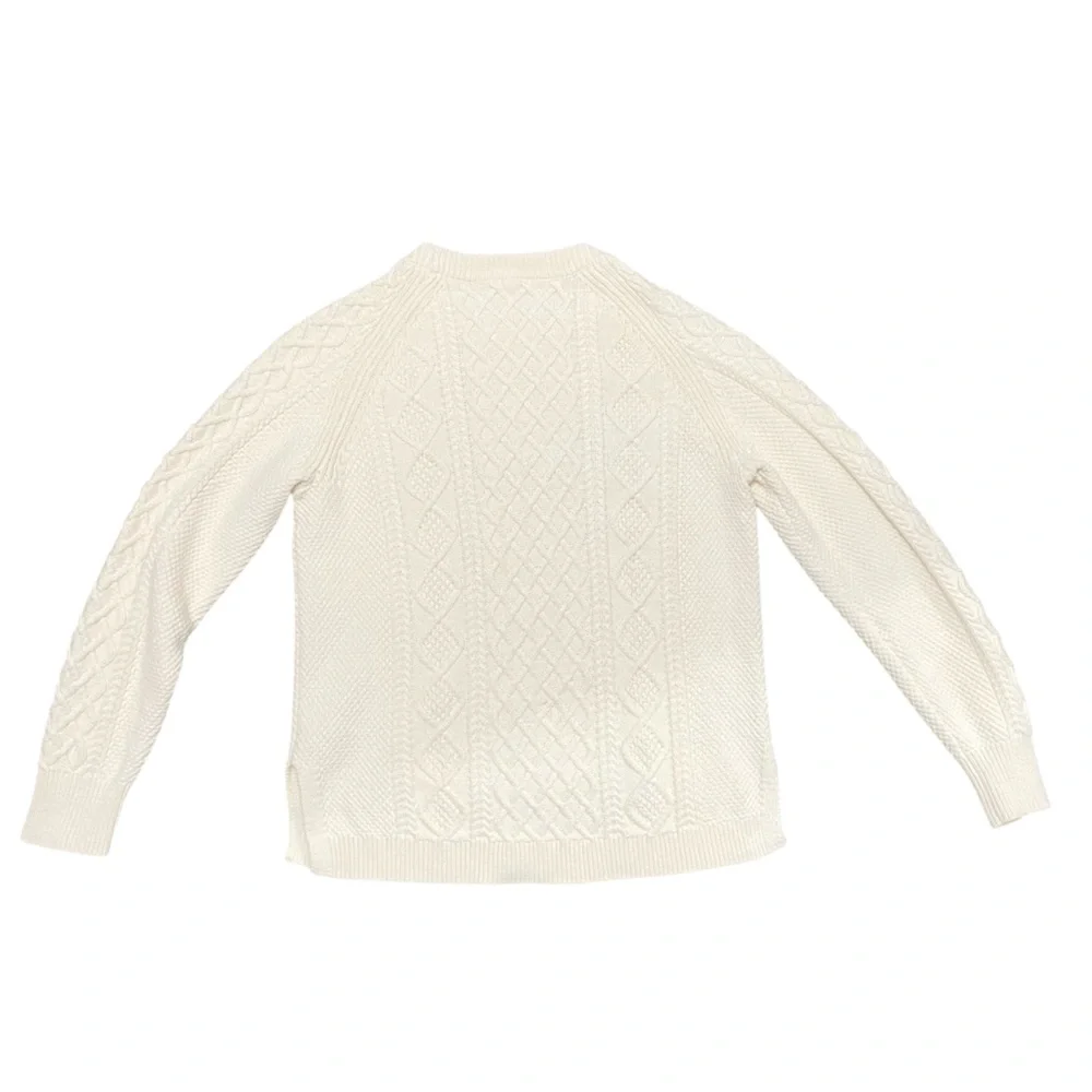 J. Crew 100% Cotton Cream Fisherman Crewneck‎ Sweater Size S